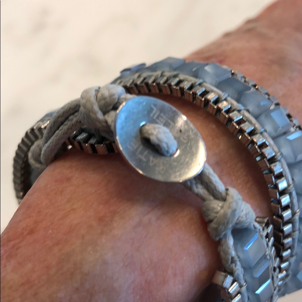 KATIE SOLEIL two-wrap bracelet, handmade, lt blue